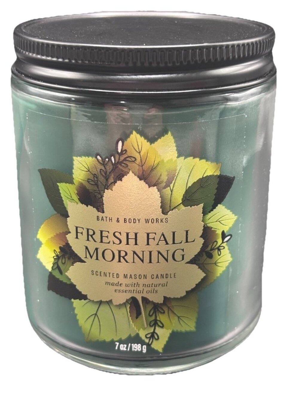 Bath & Body Works Fresh Fall Morning Single Wick Mason Jar Candle 7oz Sage Apple